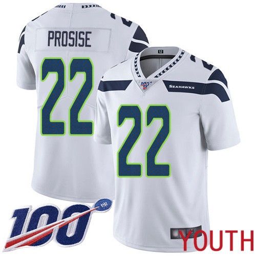 Seattle Seahawks Limited White Youth C. J. Prosise Road Jersey NFL Football #22 100th Season Vapor Untouchable->youth nfl jersey->Youth Jersey